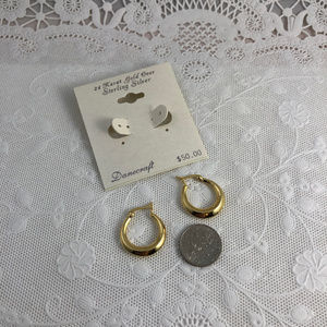 Danecraft Accessories - Vintage 3/4in 24K Gold over 925 Silver Huggy Hoops Danecraft Accessories - Vintage 3/4in 24K Gold over 925 Silver Huggy Hoops